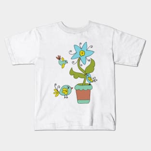 Blumenvögel Kids T-Shirt